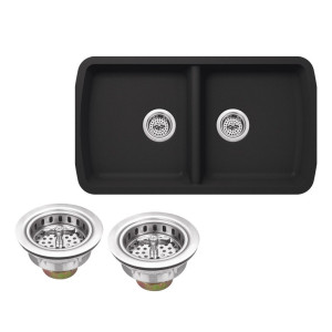 Cahaba CA324133 Quartz 50/50 2 Bowl Kitchen Sink With Twist & Lock Strainer