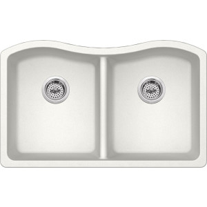 Cahaba CA3241E33 Quartz Double Bowl Kitchen Sink w/ Twist and Lock Strainer
