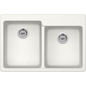 Cahaba CA3241L33 Quartz Offset 2 Bowl Kitchen Sink w/ Twist & Lock Strainer