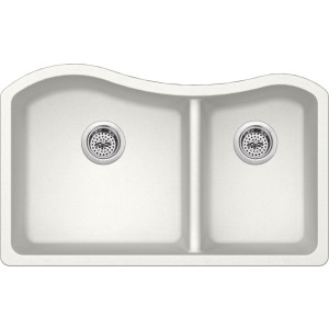 Cahaba CA324233 Quartz Double Bowl Kitchen Sink With Twist & Lock Strainer