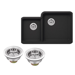 Cahaba CA324333 Quartz Double Kitchen Sink With Twist and Lock Strainer