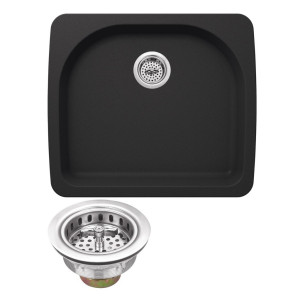 Cahaba CA344D25 Quartz Single Bowl Kitchen Sink With Twist & Lock Strainer