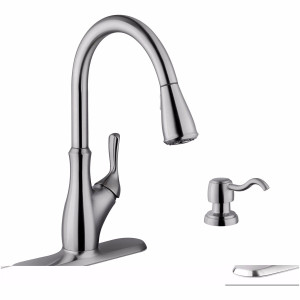 Cahaba CA6112SS Transitional Pull Down Kitchen Faucet with Soap Dispenser