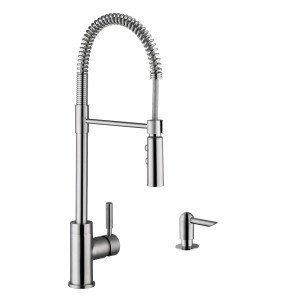 Cahaba CA6113SS Single Hole Pull Down Industrial Faucet With Soap Dispenser