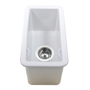 Nantucket Sinks CAPE189 Single Bowl Dualmount Fireclay Bar-Prep Sink White