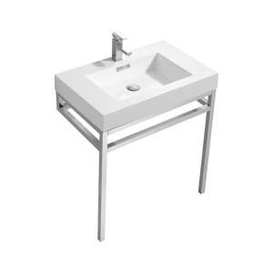 KubeBath CH30 Haus Stainless Steel Console In Chrome With Acrylic Sink