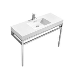 KubeBath CH48 Haus 48 Inch Steel Console With White Acrylic Sink In Chrome