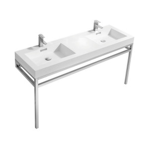 KubeBath CH60D Haus Double Sink Console With Acrylic Sink In Chrome