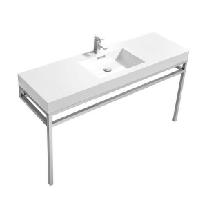 KubeBath CH60S Haus Single Sink Stainless Steel Console In Chrome