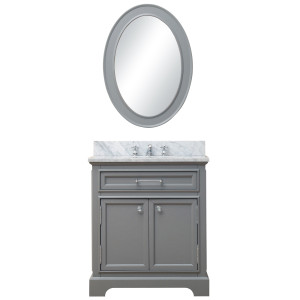 Water Creation Derby30GBF Grey Single Sink Vanity with Mirror And Faucet