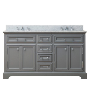 Water Creation Derby60G Wood Cashmere Grey Double Sink Bathroom Vanity