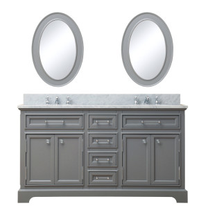 Water Creation Derby60GBF Double Sink Bath Vanity with Mirrors And Faucets