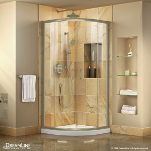 DreamLine DL-6702-04CL Shower Enclosure In Brushed Nickel with White Base