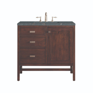 James Martin E444-V36-MCA-3PBL Vanity Mid-Century Acacia w/ Parisien Bleu Top