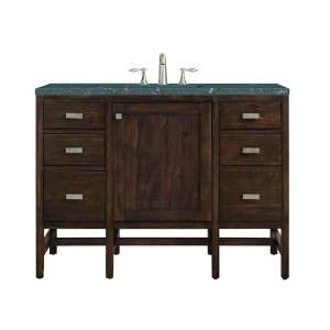 James Martin E444-V48-MCA-3PBL Vanity Mid-Century Acacia w/ Parisien Bleu Top