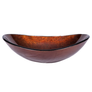 Eden Bath EB_GS40 Canoe Shaped Reflections Glass Vessel Sink In Red Copper