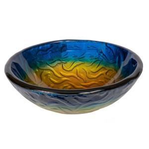 Eden Bath EB_GS41 Single Bowl True Planet Tempered Glass Vessel Sink In Blue