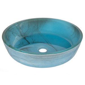 Eden Bath EB_GS51 Blue Mist Flat Bottom Glass Vessel Sink