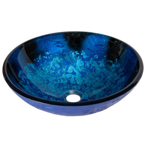 Eden Bath EB_GS63 Vibrant Blue Foil Glass Vessel Sink