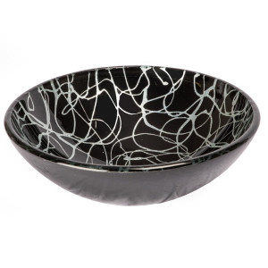 Eden Bath EB_GS65 Black and Silver Streamers Round Glass Vessel Sink