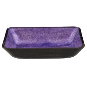 Eden Bath EB_GS81 Rectangular Purple Foil Glass Vessel Sink with Black Exterior