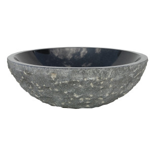 Eden Bath EB_S001BK-P Black Granite Sink Rough Exterior - Polished Interior