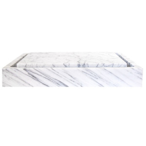 Eden Bath EB_S006CW-P Rectangular Infinity Pool Sink - White Carrara Marble