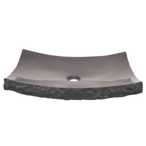 Eden Bath EB_S014BK-P Chiseled Large Black Granite Zen Bathroom Vessel Sink