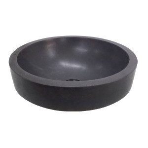 Eden Bath EB_S034LS-H Semi Recessed Lava Stone Vessel Sink With Apron In Black