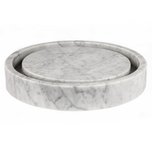 Eden Bath EB_S042CW-P Round Infinity Pool Carrara Marble Vessel Sink