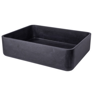 Eden Bath EB_S047LS-H Thin Lip Rectangular Vessel Sink in Black Lava Stone