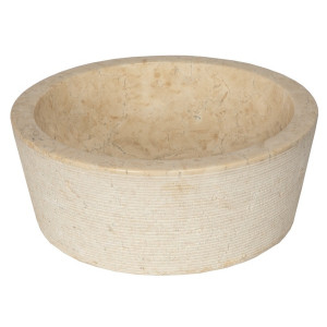 Eden Bath EB_S048BG-P Bahia Beige Marble Vessel Sink w/ Ridged Exterior