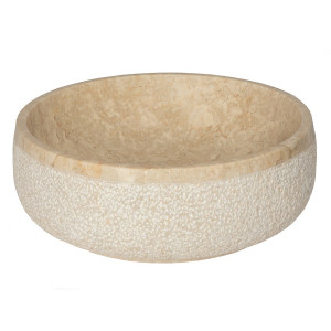 Eden Bath EB_S050BM-P Round Hammered Exterior Vessel Sink in Beige Marble