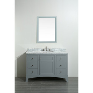 Eviva EVVN514-48 New York 48 Inch Bathroom Vanity with White Marble Carrera Countertop and Sink