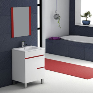 Eviva EVVN524-24 Link® 24 Inch Modern Wall Mount Bathroom Vanity with Green Integrated Glass Sink