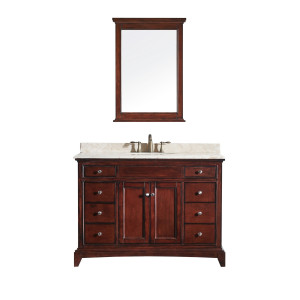 Eviva EVVN709-48 Elite Stamford® Brown Wood Bathroom Vanity with Double OG Crema Marfil Marble Top