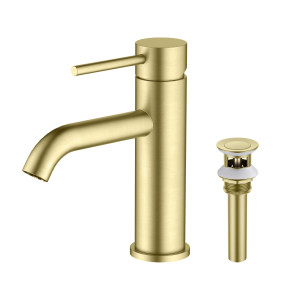 KIBI F201BG Single Handle Bathroom Sink Faucet with Pop Up Drain