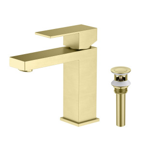 KIBI F202BG Single Handle Bathroom Sink Faucet with Pop Up Drain