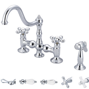 Water Creation F5-0010-..-CL Bridge Style Kitchen Faucet With Side Spray