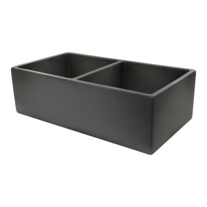 Nantucket Sinks FCFS3318D-Concrete Double Bowl Farmhouse Fireclay Sink