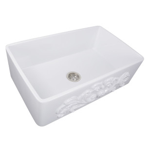 Nantucket FCFS3320S 33-Inch Farmhouse Fireclay Sink with Filigree Apron