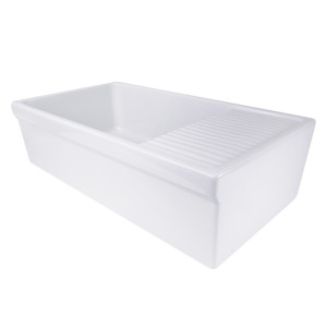 Nantucket Sinks FCFS36-DB Italian Farmhouse Sink with Built-In Drainboard