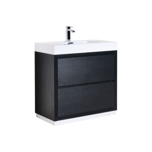 KubeBath FMB36 Bliss 36 Inch Floor Mount Wood Modern Bathroom Vanity