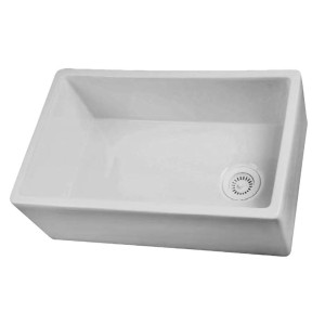 White Barclay FS30 30'' Single Bowl Fireclay Apron Sink 