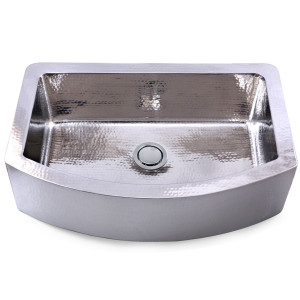 Nantucket FSSH3322 33 Inch Hand Hammered Stailess Steel Farmhouse Apron Sink