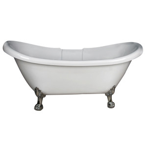 Barclay ADSTD69LP-WH 69 Inch Double Bathtub With Tub Deck Lion Paw Feet
