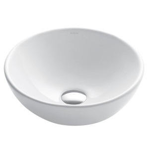 Kraus KCV-341 Elavo™ Round Vessel White Porcelain Ceramic Bathroom Sink
