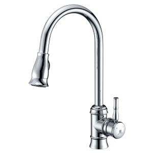 ANZZI KF-AZ044 Polished Chrome Sails Single Hole Pull Down Kitchen Faucet