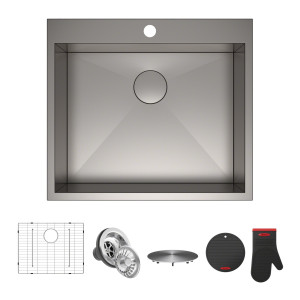 Kraus KP1TS25S-1 Pax™ 25” Single Bowl Stainless Steel Drop-In Kitchen Sink