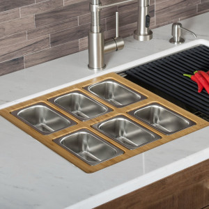 KRAUS KSC-1004BB Workstation Kitchen Sink Serving Board Set w/ Stainless Steel Bowl